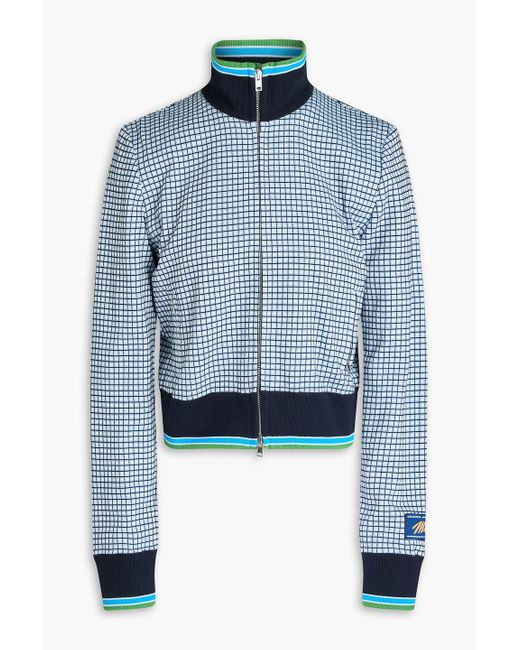 Marni Blue Checked Jacquard-Knit Track Jacket