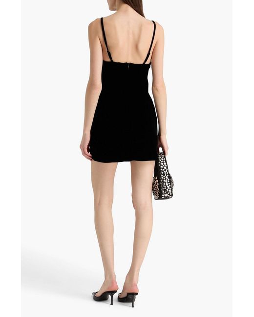 T By Alexander Wang Black Bow-Detailed Velvet Mini Dress