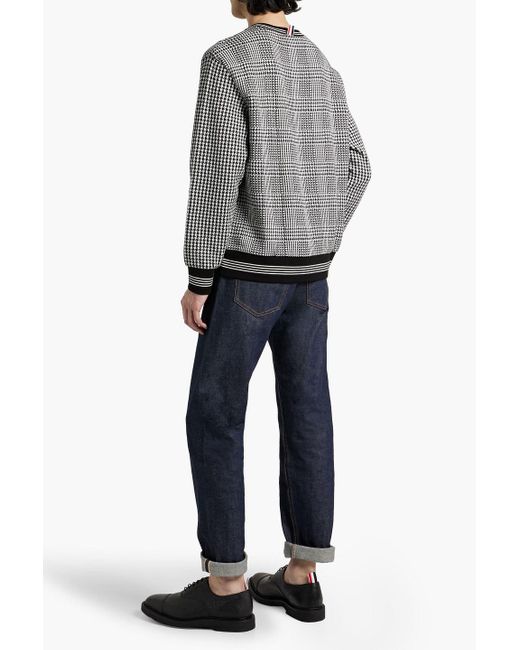 Thom Browne Gray Prince Of Wales Checked Cotton Sweater for men