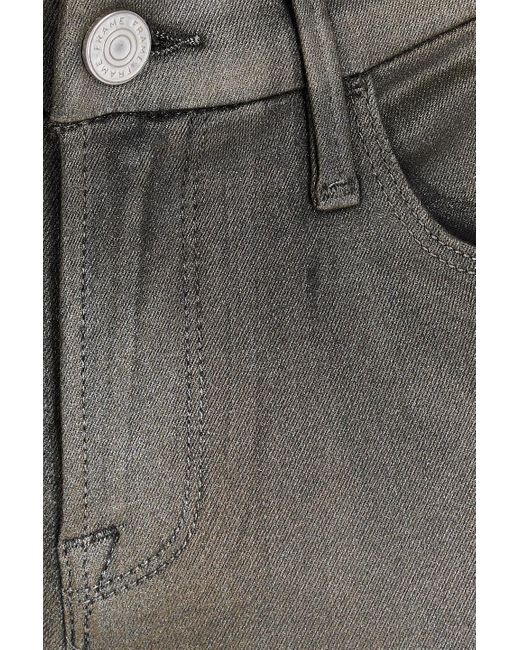 FRAME Gray Le Crop Mini Boot Coated High-rise Bootcut Jeans