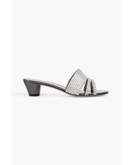 Gina Gray Vida Crystal-Embellished Patent-Leather Mules