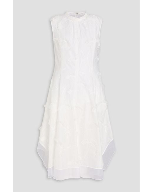 3.1 Phillip Lim White Embroidered Fil-Coupé Cotton-Organza Dress