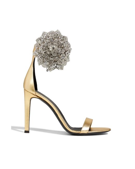 Giuseppe Zanotti Fleur 105 Crystal-embellished Suede Sandals in Gold ...