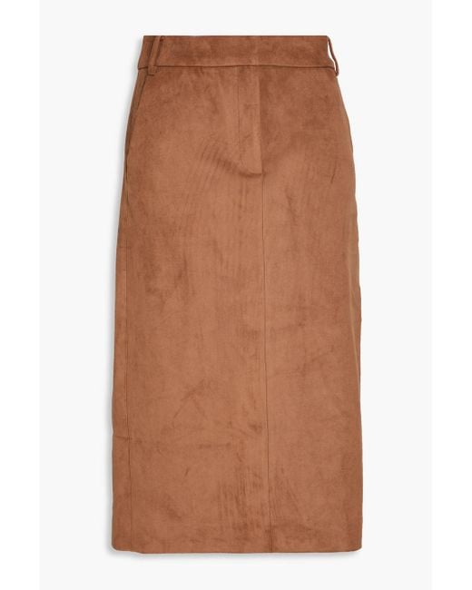 Tibi Brown Midirock aus stretch-veloursleder