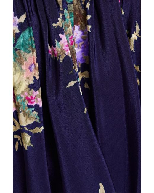Zimmermann Blue Floral-print Silk Crepe De Chine Mini Dress