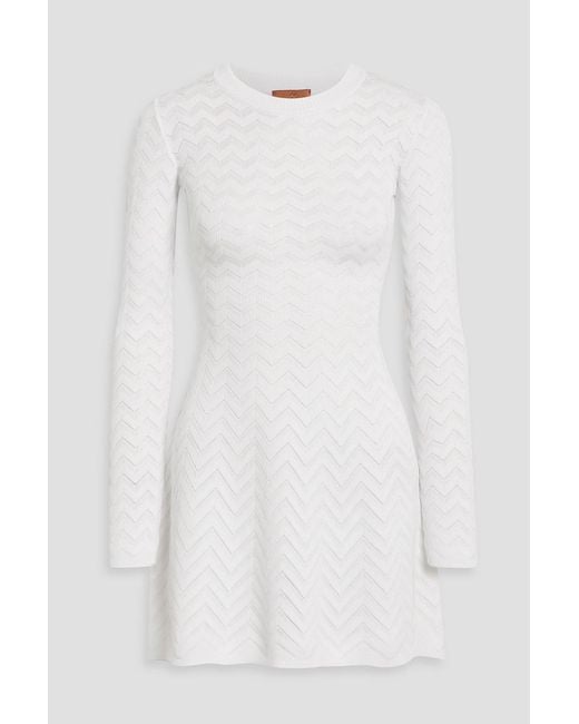 Missoni Women's White Crochet-Knit Cotton-Blend Mini Dress