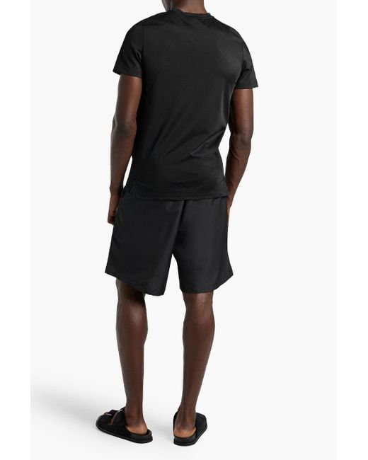 Versace Black Printed Mesh-paneled Stretch-jersey T-shirt for men