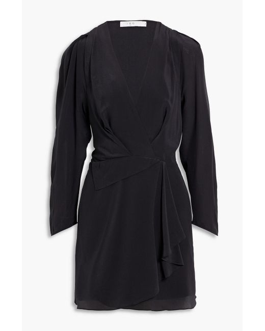 IRO Black Genara minikleid aus crêpe de chine aus seide mit wickeleffekt