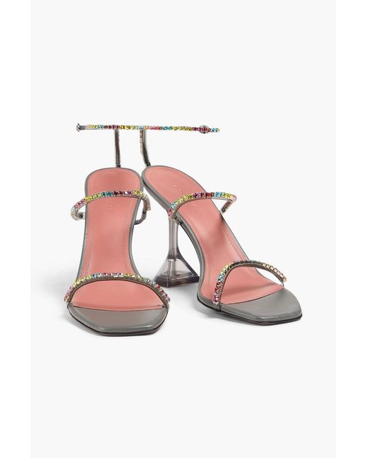 AMINA MUADDI White Gilda Crystal-Embellished Leather And Pvc Sandals