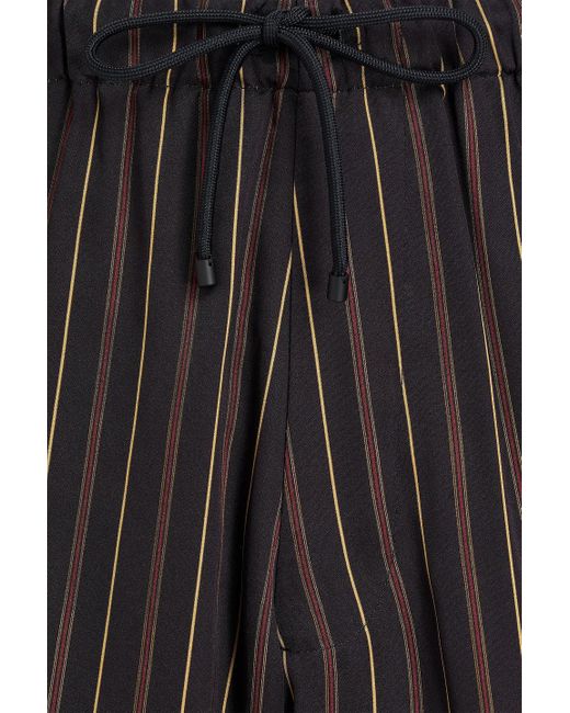 Dries Van Noten Gray Striped Satin Drawstring Shorts for men