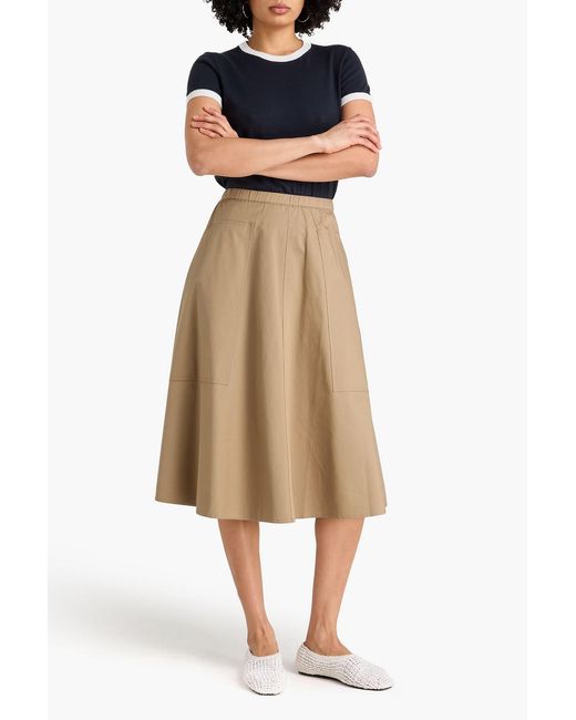Vince Natural Cotton-Blend Twill Midi Skirt