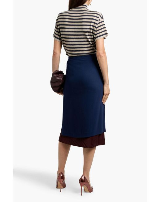 Brunello Cucinelli Gray Metallic Striped Cashmere-Blend Turtleneck Top
