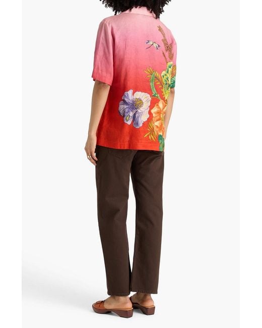 ALÉMAIS Pink Floral-print Linen Shirt
