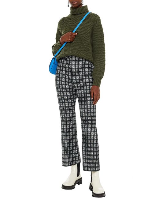 Marni Gray Checked Jacquard Flared Pants