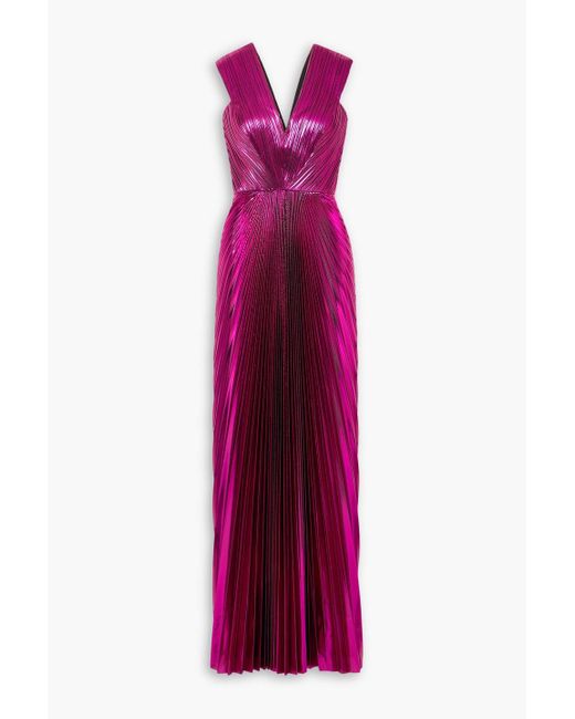 SemSem Purple Pleated Metallic Lamé Gown