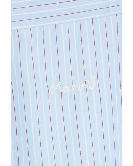 Marni Blue Striped Cotton-poplin Pants for men