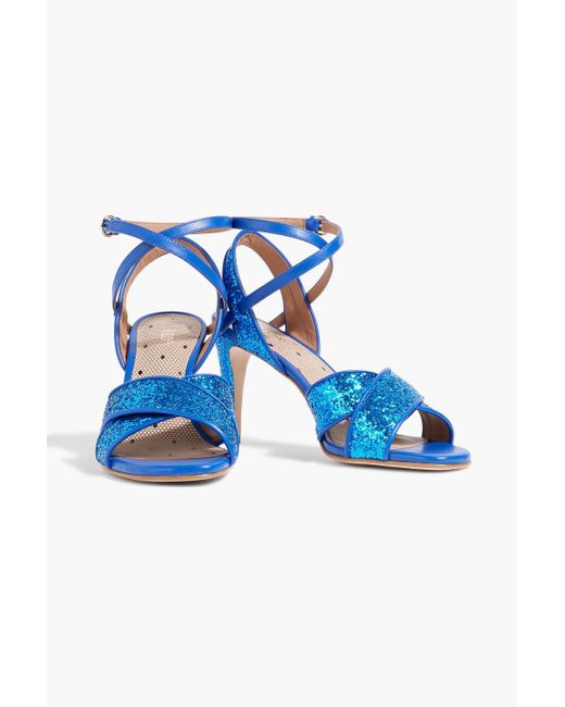 Red(v) Blue Glittered Leather Sandals