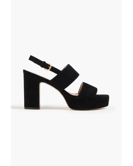 Stuart Weitzman Suede Slingback Platform Sandals in Black Lyst UK
