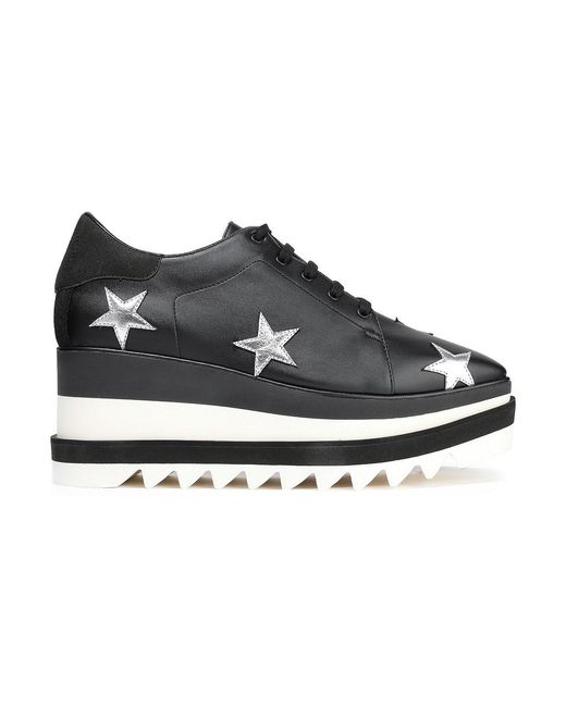 Stella McCartney Black Sneak-elyse Appliquéd Faux Leather Platform Sneakers