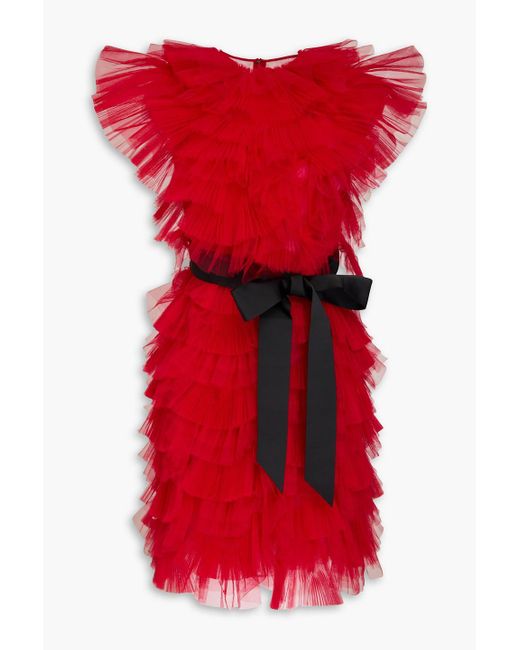 Huishan Zhang Gianna Tired Tulle Mini Dress