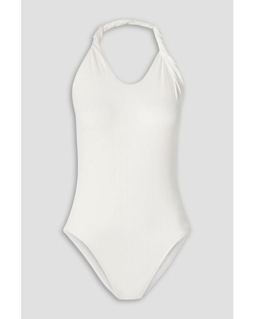 TOVE White Enya Twisted Stretch-Jersey Halterneck Bodysuit