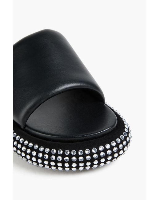 J.W. Anderson Black Crystal-Embellihsed Leather And Suede Platform Slides