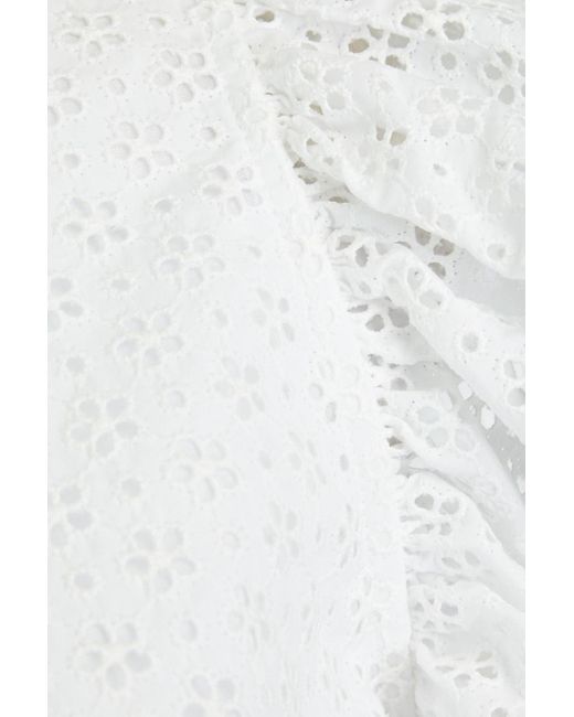 Philosophy Di Lorenzo Serafini White Oberteil aus einer baumwollmischung mit lochstickerei und rüschen