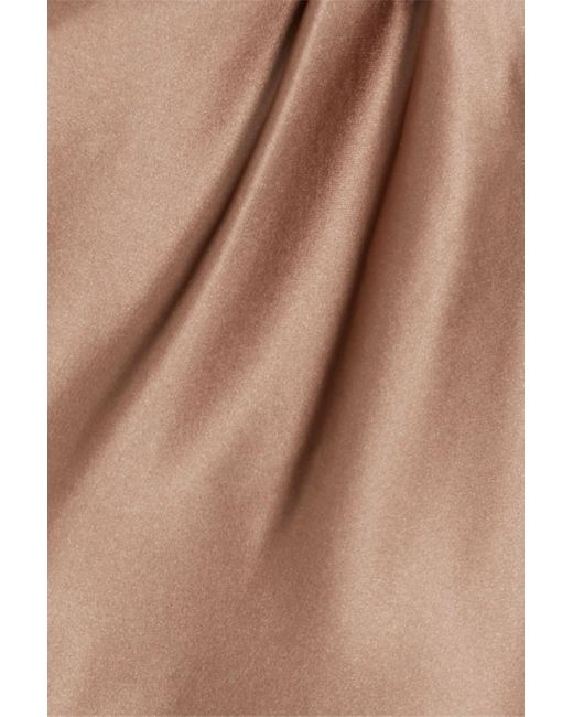 Cami NYC Brown Anges One-shoulder Draped Silk-charmeuse Mini Dress