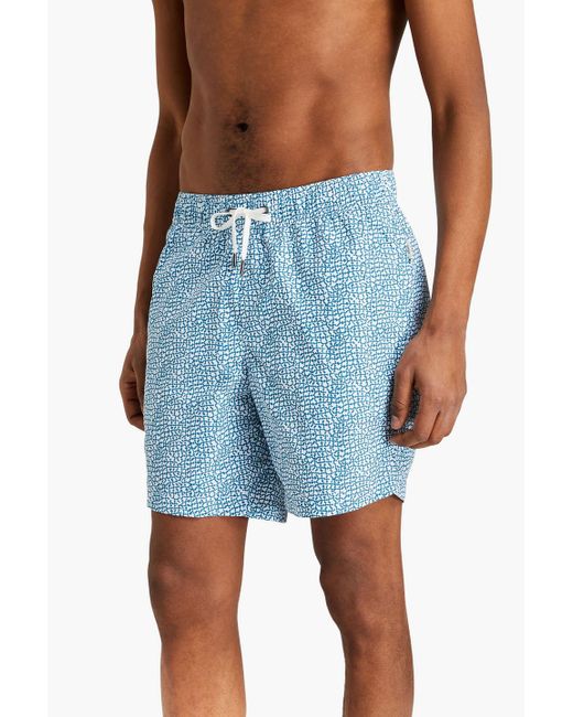 Onia Blue Charles Mid-length Printed Swim Shorts for men
