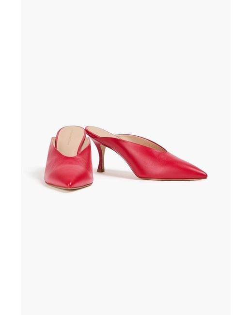 Stuart Weitzman Red Lulah Leather Mules