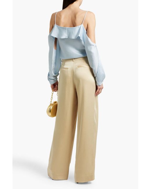 Jonathan Simkhai Natural Mercer Satin-crepe Wide-leg Pants