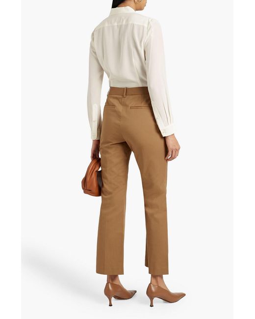 Nili Lotan Brown Corette Cotton-blend Twill Straight-leg Pants