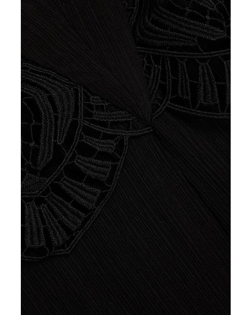 IRO Black Guipure Lace-trimmed Crepon Mini Dress