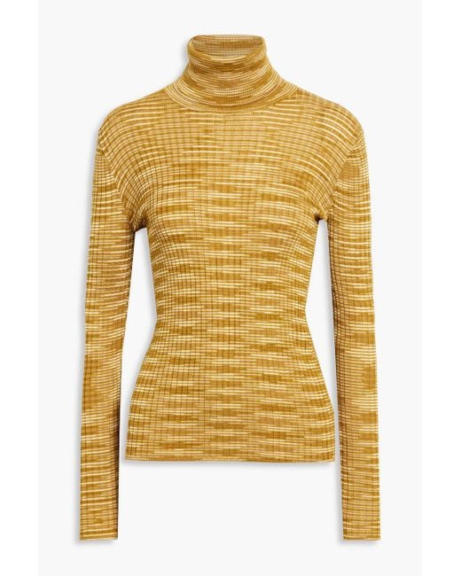 M Missoni Yellow Ribbed Space-dyed Wool Turtleneck Sweater