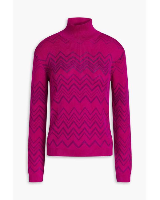 Missoni Pink Crochet-knit Wool-blend Turtleneck Sweater