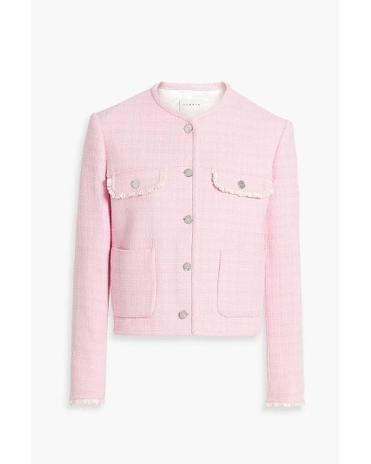 Sandro Pink Ruffle-trimmed Tweed Jacket