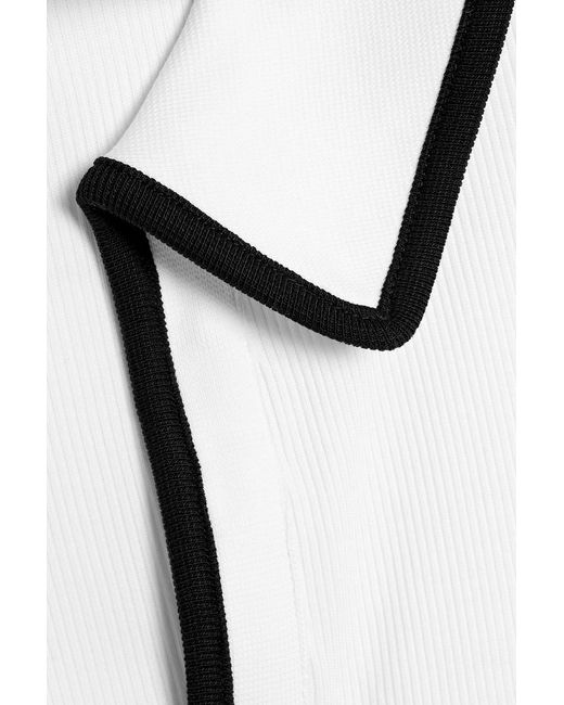 Veronica Beard White Kearney Pima Cotton-Blend Jersey Polo Shirt
