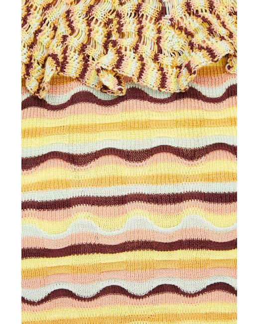 Ulla Johnson Natural Sadie Ruffled Crochet-knit Silk And Cotton-blend Top