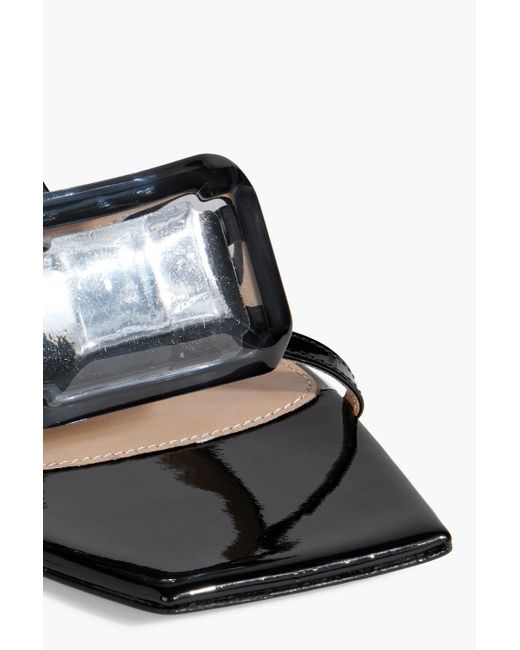 Gianvito Rossi Black Jaipur Crystal-embellished Patent-leather Sandals