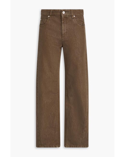Brunello Cucinelli Brown Metallic Mid-Rise Straight-Leg Jeans