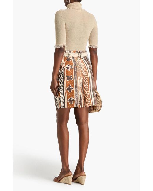 Rejina Pyo Brown Dorsi Printed Twill Tencel Shorts