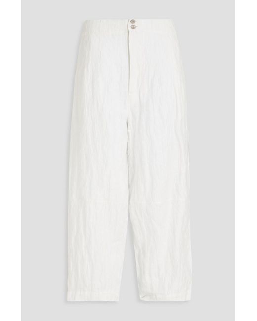 Gentry Portofino White Cropped Cotton-blend Tapered Pants