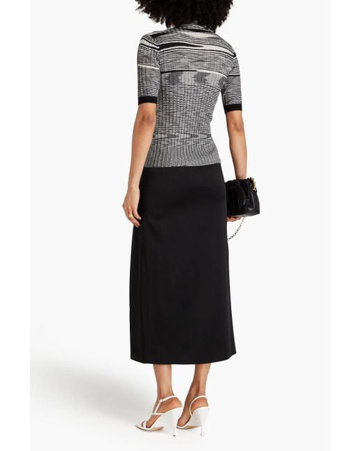 Missoni Gray Space-dyed Ribbed Cashmere And Silk-blend Turtleneck Top