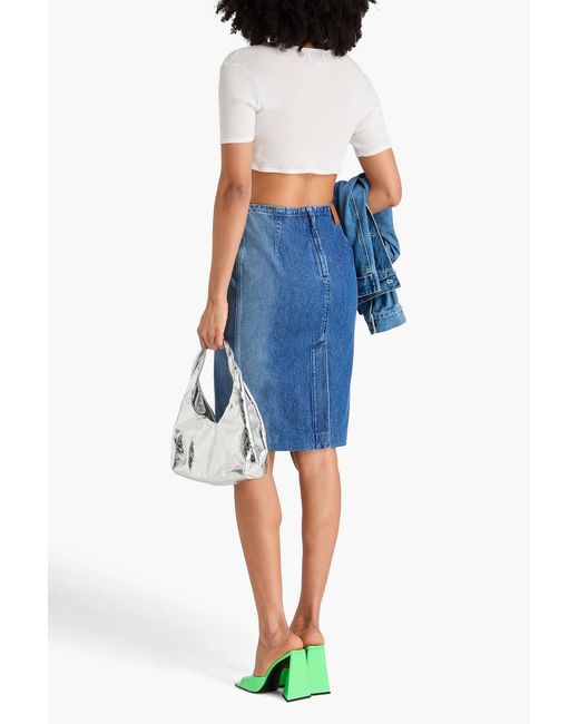Versace Blue Faded Denim Pencil Skirt