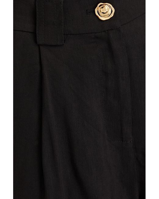 Aje. Black Cropped Linen-blend Tapered Pants