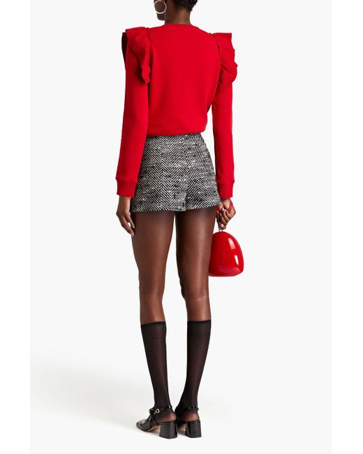 RED Valentino Gray Herringbone Tweed-bouclé Shorts