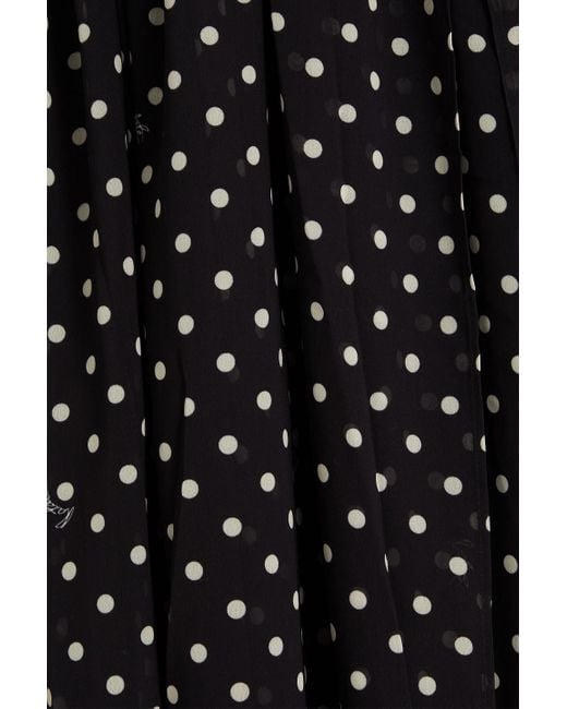 ROTATE BIRGER CHRISTENSEN Black Gathered Polka-dot Georgette Maxi Dress