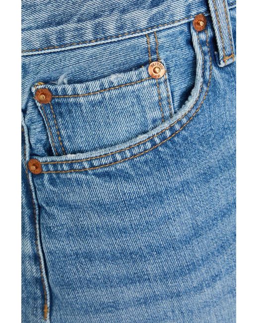 Re/done Blue 90S Frayed Denim Shorts