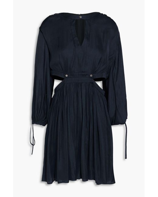 Maje Blue Cutout Satin Mini Dress