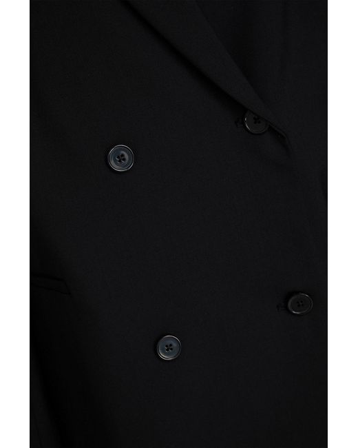 Loulou de Saison Black Sancia Double-Breasted Wool-Blend Twill Blazer